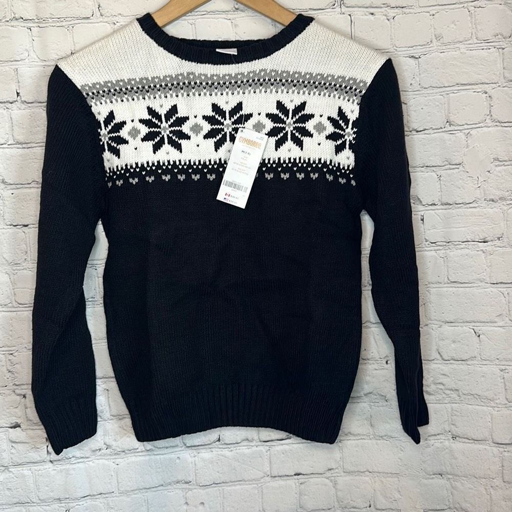 Gymboree Girls Black White Holiday Sweater‎ size Medium NEW